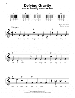 page one of Defying Gravity (from Wicked) (Super Easy Piano)