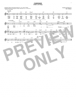 page one of Cherokee (Indian Love Song) (Lead Sheet / Fake Book)