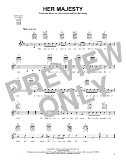 page one of Her Majesty (Easy Guitar)