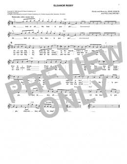 page one of Eleanor Rigby (Lead Sheet / Fake Book)