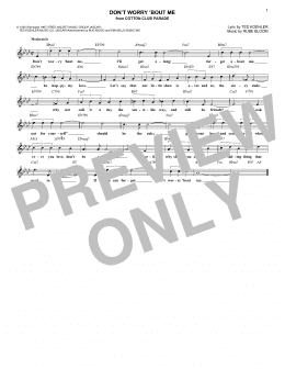 page one of Don't Worry 'Bout Me (Lead Sheet / Fake Book)