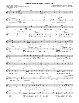 page one of Do You Really Want To Hurt Me (Lead Sheet / Fake Book)