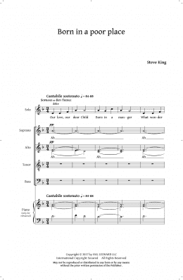 page one of Born In A Poor Place (SATB Choir)