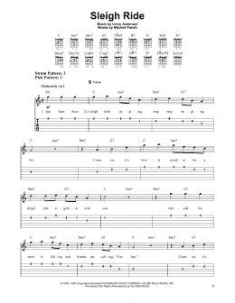 page one of Sleigh Ride (Easy Guitar Tab)