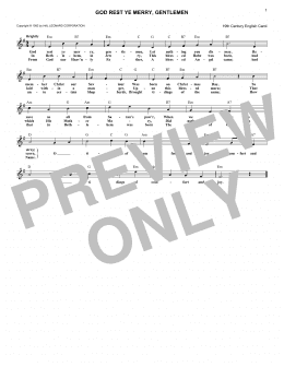 page one of God Rest Ye Merry, Gentlemen (Lead Sheet / Fake Book)