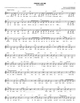 page one of Friend Like Me (from Aladdin) (Lead Sheet / Fake Book)