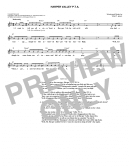 page one of Harper Valley P.T.A. (Lead Sheet / Fake Book)