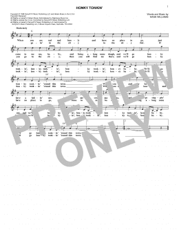page one of Honky Tonkin' (Lead Sheet / Fake Book)