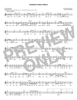 page one of Goodbye Cruel World (Lead Sheet / Fake Book)