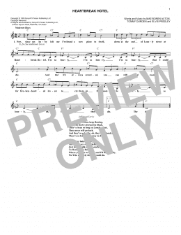 page one of Heartbreak Hotel (Lead Sheet / Fake Book)