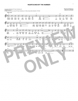 page one of Heartaches By The Number (Lead Sheet / Fake Book)