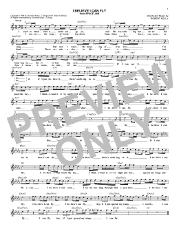 page one of I Believe I Can Fly (Lead Sheet / Fake Book)