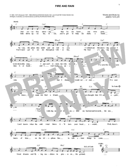 page one of Fire And Rain (Lead Sheet / Fake Book)