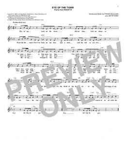 page one of Eye Of The Tiger (Lead Sheet / Fake Book)