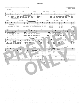 page one of Hello (Lead Sheet / Fake Book)