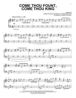 page one of Come Thou Fount, Come Thou King (Piano Solo)