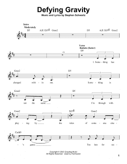 page one of Defying Gravity (from Wicked) (Pro Vocal)