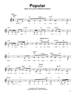 page one of Popular (from Wicked) (Pro Vocal)