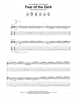 page one of Fear Of The Dark (Guitar Tab)