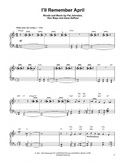 page one of I'll Remember April (Piano Transcription)