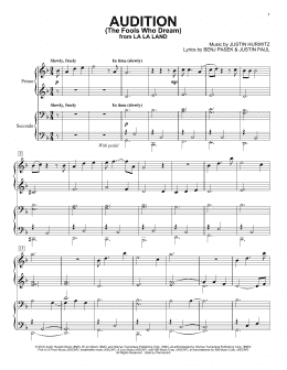 page one of Audition (The Fools Who Dream) (Piano Duet)