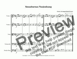 page one of Smaabarnas nasjonalsang for String Orchestra