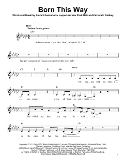 page one of Born This Way (Pro Vocal)