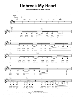 page one of Un-break My Heart (Pro Vocal)