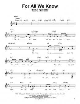 page one of For All We Know (Pro Vocal)