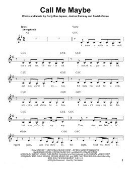 page one of Call Me Maybe (Pro Vocal)