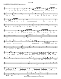 page one of Hey Ya! (Lead Sheet / Fake Book)