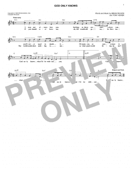 page one of God Only Knows (Lead Sheet / Fake Book)