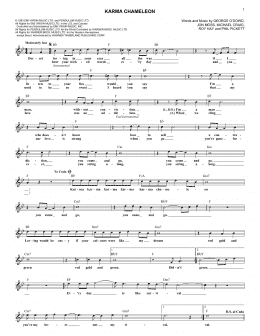 page one of Karma Chameleon (Lead Sheet / Fake Book)