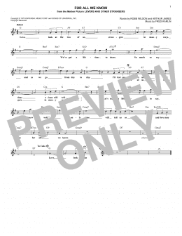 page one of For All We Know (Lead Sheet / Fake Book)