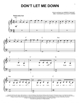 page one of Don't Let Me Down (Easy Piano)