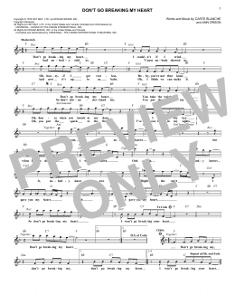 page one of Don't Go Breaking My Heart (Lead Sheet / Fake Book)