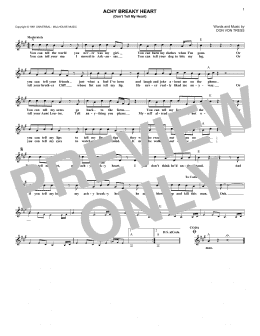 page one of Achy Breaky Heart (Don't Tell My Heart) (Lead Sheet / Fake Book)