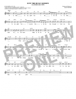 page one of Ev'ry Time We Say Goodbye (Lead Sheet / Fake Book)