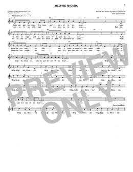 page one of Help Me Rhonda (Lead Sheet / Fake Book)