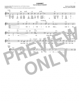 page one of Cabaret (Lead Sheet / Fake Book)