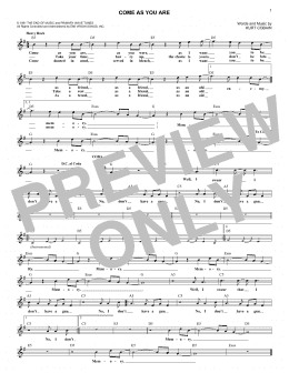 page one of Come As You Are (Lead Sheet / Fake Book)