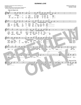 page one of Burning Love (Lead Sheet / Fake Book)