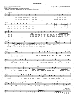 page one of Fernando (Lead Sheet / Fake Book)