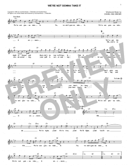 page one of We're Not Gonna Take It (Lead Sheet / Fake Book)