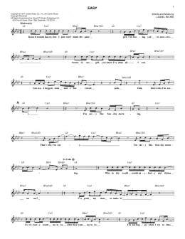 page one of Easy (Lead Sheet / Fake Book)