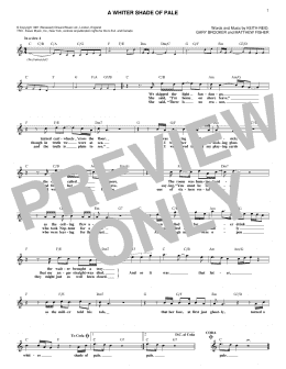 page one of A Whiter Shade Of Pale (Lead Sheet / Fake Book)