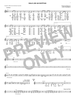 page one of Walk Like An Egyptian (Lead Sheet / Fake Book)