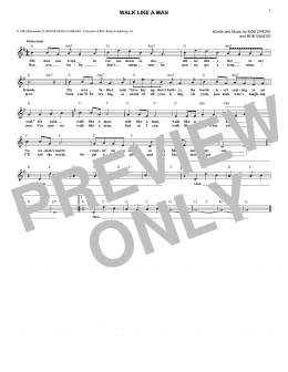 page one of Walk Like A Man (Lead Sheet / Fake Book)