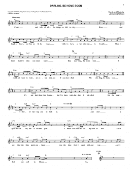 page one of Darling, Be Home Soon (Lead Sheet / Fake Book)