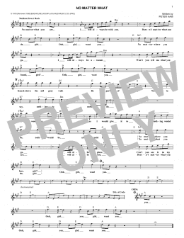 page one of No Matter What (Lead Sheet / Fake Book)